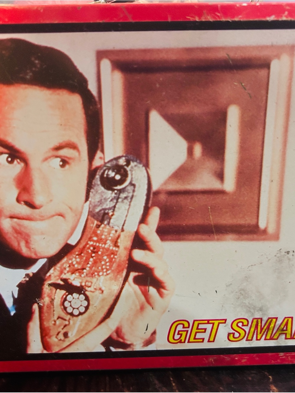 Vintage Movie Poster Lunch Box Tin Can Spy Shoe Phone with Red Accents